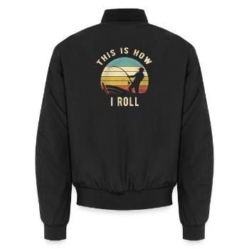 Angeln Retro So rolle ich Angler Geschenk - Unisex Bomberjacke - Schwarz - Hinten - AI Model Male 185 light (185cm)