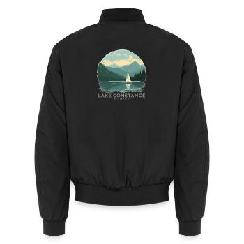 Lake Constance Sailing | Vintage Travel Poster - Unisex Bomberjacke - Schwarz - Hinten - AI Model Male 185 light (185cm)