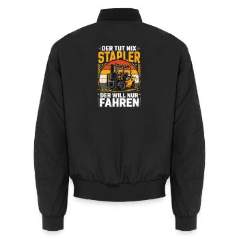  Der Tut Nix Stapler Der Will Nur Fahren - Unisex Bomberjacke - Schwarz - Hinten - AI Model Male 185 light (185cm)