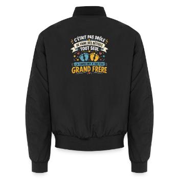 Enfant Futur Grand frère/Bêtises/Idée Cadeau  - Bomber unisexe - noir - Dos - AI Model Male 185 light (185cm)