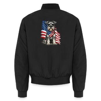 Patriotic Schnauzer Stars Stripes Dog Pride - Unisex Bomber Jacket - black - Back - AI Model Male 185 light (185cm)