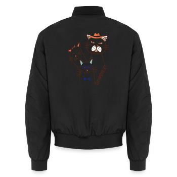 Katzen Trio  - Unisex Bomberjacke - Schwarz - Hinten - AI Model Male 185 light (185cm)