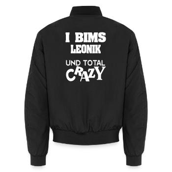Leonik als Crazy - Unisex Bomberjacke - Schwarz - Hinten - AI Model Male 185 light (185cm)