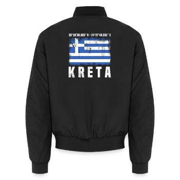 Crete Coordinates - Unisex Bomber Jacket - black - Back - AI Model Male 185 light (185cm)