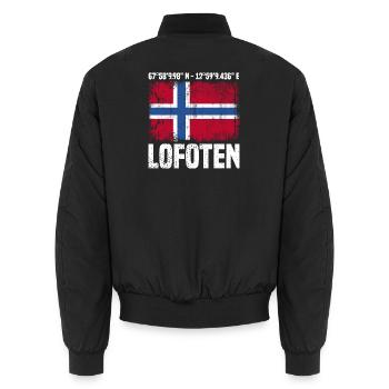 Lofoten Coordinates - Unisex Bomber Jacket - black - Back - AI Model Male 185 light (185cm)