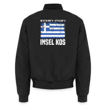 Insel Kos Koordinaten - Unisex Bomberjacke - Schwarz - Hinten - AI Model Male 185 light (185cm)
