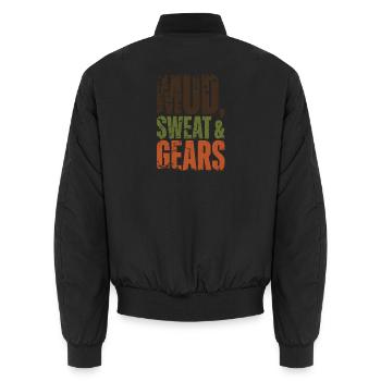 Mud Sweat Gears Gravel - Unisex Bomberjacke - Schwarz - Hinten - AI Model Male 185 light (185cm)