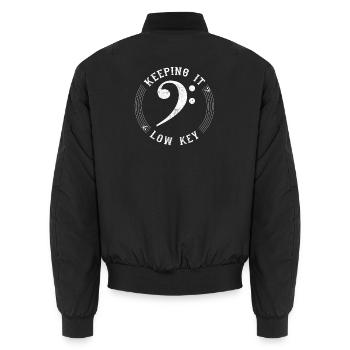 Bass Clef Vintage Taking Keeping It Low Key Musiker Geschenk - Unisex Bomberjacke - Schwarz - Hinten - AI Model Male 185 light (185cm)