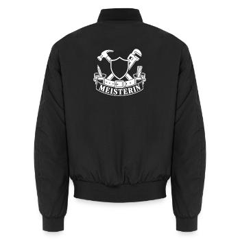 Meisterin – Handwerkerin Handwerk Wappen Vektor - Unisex Bomberjacke - Schwarz - Hinten - AI Model Male 185 light (185cm)
