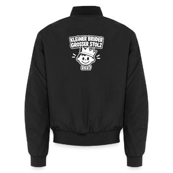 Kleiner Bruder Grosser Stolz 2027 – Geschwister - Unisex Bomberjacke - Schwarz - Hinten - AI Model Male 185 light (185cm)