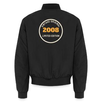 Vintage 2008 Original Limited Edition 18th Birthday - Unisex Bomber Jacket - black - Back - AI Model Male 185 light (185cm)