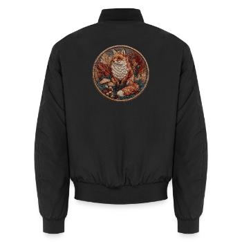 Fuchs Patch im Herbstlaub - Unisex Bomberjacke - Schwarz - Hinten - AI Model Male 185 light (185cm)