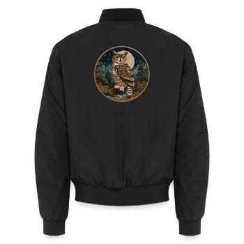 Mondschein Eulenpatch - Unisex Bomberjacke - Schwarz - Hinten - AI Model Male 185 light (185cm)