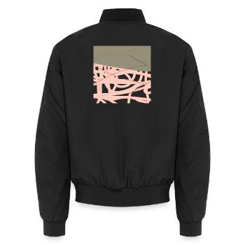 Rosé Netz auf Olivgrund - Unisex Bomberjacke - Schwarz - Hinten - AI Model Male 185 light (185cm)