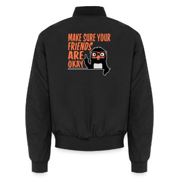 Make Sure Your Friends Are Okay Pinguin Nerd Geek - Unisex Bomberjacke - Schwarz - Hinten - AI Model Male 185 light (185cm)