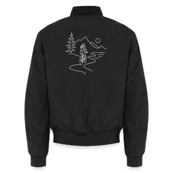 Cyclist woman in mountain  - Unisex Bomberjacke - Schwarz - Hinten - AI Model Male 185 light (185cm)