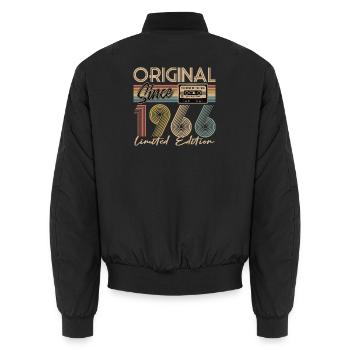 60. Geburtstag, 60 Jahre - Unisex Bomberjacke - Schwarz - Hinten - AI Model Male 185 light (185cm)