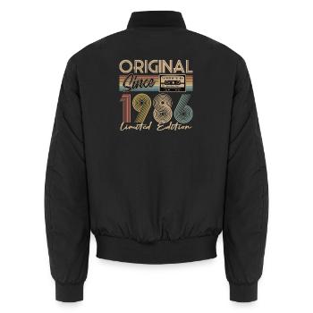 40. Geburtstag, 40 Jahre - Unisex Bomberjacke - Schwarz - Hinten - AI Model Male 185 light (185cm)