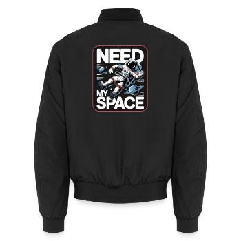 Raumfahrt-Statement: Need My Space - Unisex Bomberjacke - Schwarz - Hinten - AI Model Male 185 light (185cm)
