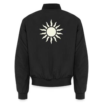 Sonne mit Strahlenrahmen - Unisex Bomberjacke - Schwarz - Hinten - AI Model Male 185 light (185cm)