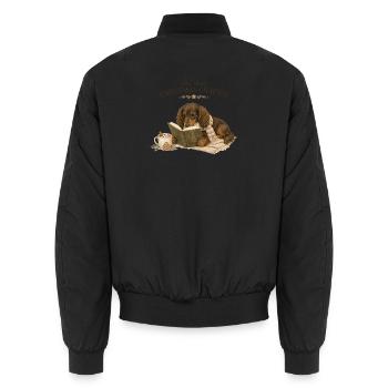 Read One More Christmas Chapter Dachshund - Unisex Bomber Jacket - black - Back - AI Model Male 185 light (185cm)