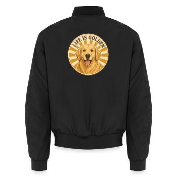 Life is golden mit Golden Retriever - Unisex Bomberjacke - Schwarz - Hinten - AI Model Male 185 light (185cm)