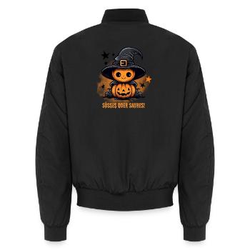 Süßes Oder Saures Halloween Kürbis Geschenk - Unisex Bomberjacke - Schwarz - Hinten - AI Model Male 185 light (185cm)