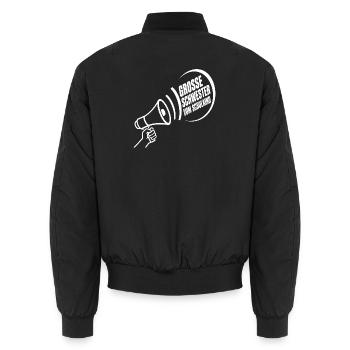 Grosse Schwester Vom Schulkind – Schulanfang - Unisex Bomberjacke - Schwarz - Hinten - AI Model Male 185 light (185cm)