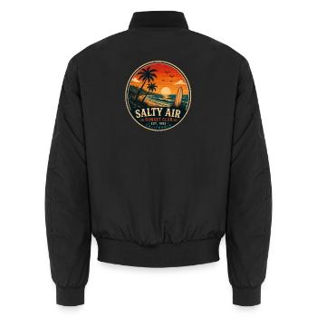 Salty Air Vintage-Küstengrafik - Unisex Bomberjacke - Schwarz - Hinten - AI Model Male 185 light (185cm)