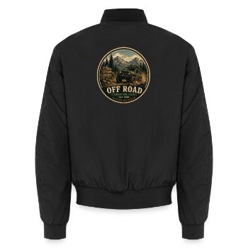 Offroad-Vintage-Abenteuergrafik - Unisex Bomberjacke - Schwarz - Hinten - AI Model Male 185 light (185cm)