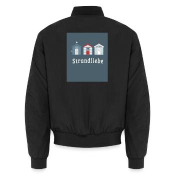 Strandliebe – Küstenposter Minimalistisch - Unisex Bomberjacke - Schwarz - Hinten - AI Model Male 185 light (185cm)