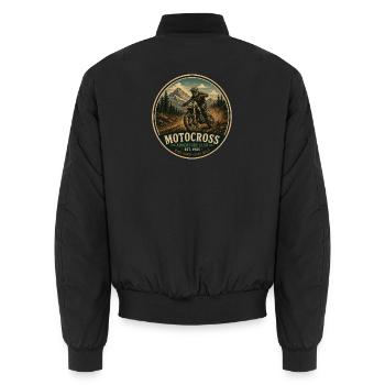 Motocross Vintage Adventure Grafik - Unisex Bomberjacke - Schwarz - Hinten - AI Model Male 185 light (185cm)