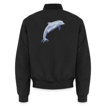 Delfin Glückssprung - Sonja von Staden - Unisex Bomberjacke - Schwarz - Hinten - AI Model Male 185 light (185cm)