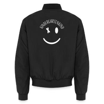 Kindergartenkind – Minimalistisches Kinderdesign - Unisex Bomberjacke - Schwarz - Hinten - AI Model Male 185 light (185cm)