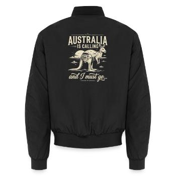 Australien is Calling and I Must go - Unisex Bomberjacke - Schwarz - Hinten - AI Model Male 185 light (185cm)