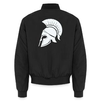 Spartanischer Helmschutz Grafik Blau - Unisex Bomberjacke - Schwarz - Hinten - AI Model Male 185 light (185cm)