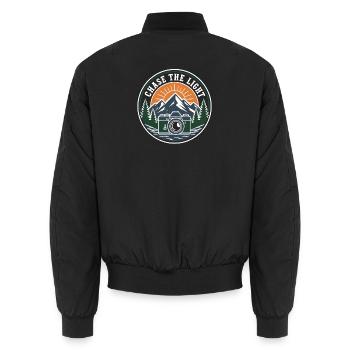 Chase The Light – Vintage Abenteuer Fotografie Bad - Unisex Bomberjacke - Schwarz - Hinten - AI Model Male 185 light (185cm)
