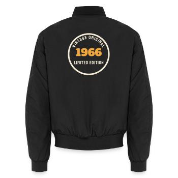 Vintage 1966 Original Limited Edition 60. Geburtst - Unisex Bomberjacke - Schwarz - Hinten - AI Model Male 185 light (185cm)