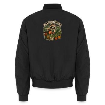 Pflanzenflüsterer Waschbär Gießkunst - Unisex Bomberjacke - Schwarz - Hinten - AI Model Male 185 light (185cm)
