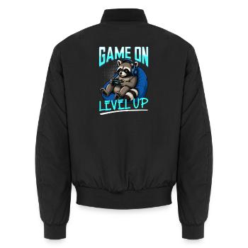 Gamer Gaming Raccoon Video Game - Unisex Bomberjacke - Schwarz - Hinten - AI Model Male 185 light (185cm)