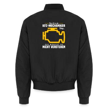 Das ist so ein Kfz Mechaniker Ding - Unisex Bomberjacke - Schwarz - Hinten - AI Model Male 185 light (185cm)