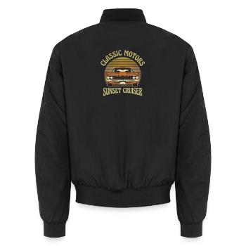 Sunset Cruiser: Klassisches Retro-Auto - Unisex Bomberjacke - Schwarz - Hinten - AI Model Male 185 light (185cm)