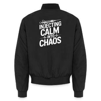 Anesthesiologist Calm Into Chaos Anesthesia - Unisex Bomber Jacket - black - Back - AI Model Male 185 light (185cm)