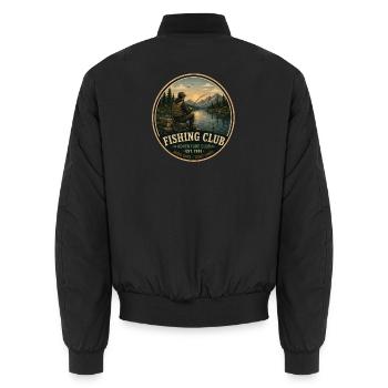 Angelclub Vintage Abenteuergrafik - Unisex Bomberjacke - Schwarz - Hinten - AI Model Male 185 light (185cm)