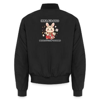 Herz aus Gold Nerven aus Stahl - Erzieherin Hase - Unisex Bomberjacke - Schwarz - Hinten - AI Model Male 185 light (185cm)