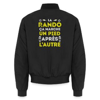 La Rando ça marche un pied après l'autre - Bomber unisexe - noir - Dos - AI Model Male 185 light (185cm)