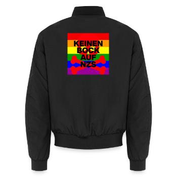 KEINEN BOCK AUF NAZIS, NO NZS, NO AFD, SKULL ROT - Unisex Bomberjacke - Schwarz - Hinten - AI Model Male 185 light (185cm)