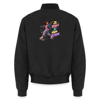 Rythme Neon en Roller - Bomber unisexe - noir - Dos - AI Model Male 185 light (185cm)