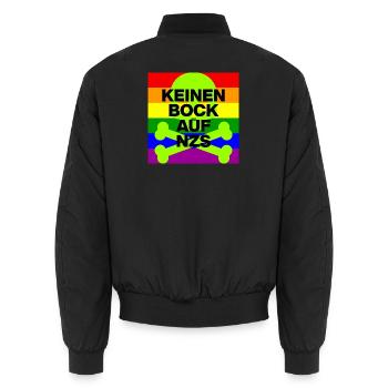 KEINEN BOCK AUF NZS, NO NZS, NO AFD, SKULL GRÜN - Unisex Bomberjacke - Schwarz - Hinten - AI Model Male 185 light (185cm)