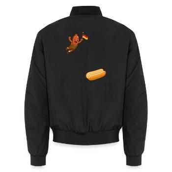 Schnitzel that goes into a bun - Unisex Bomber Jacket - black - Back - AI Model Male 185 light (185cm)